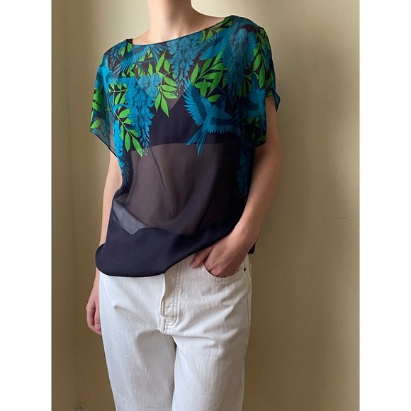 Jonathan Saunders Printed Silk Chiffon Blouse, size 40 (Fits like a size small) - Picture 1 of 4